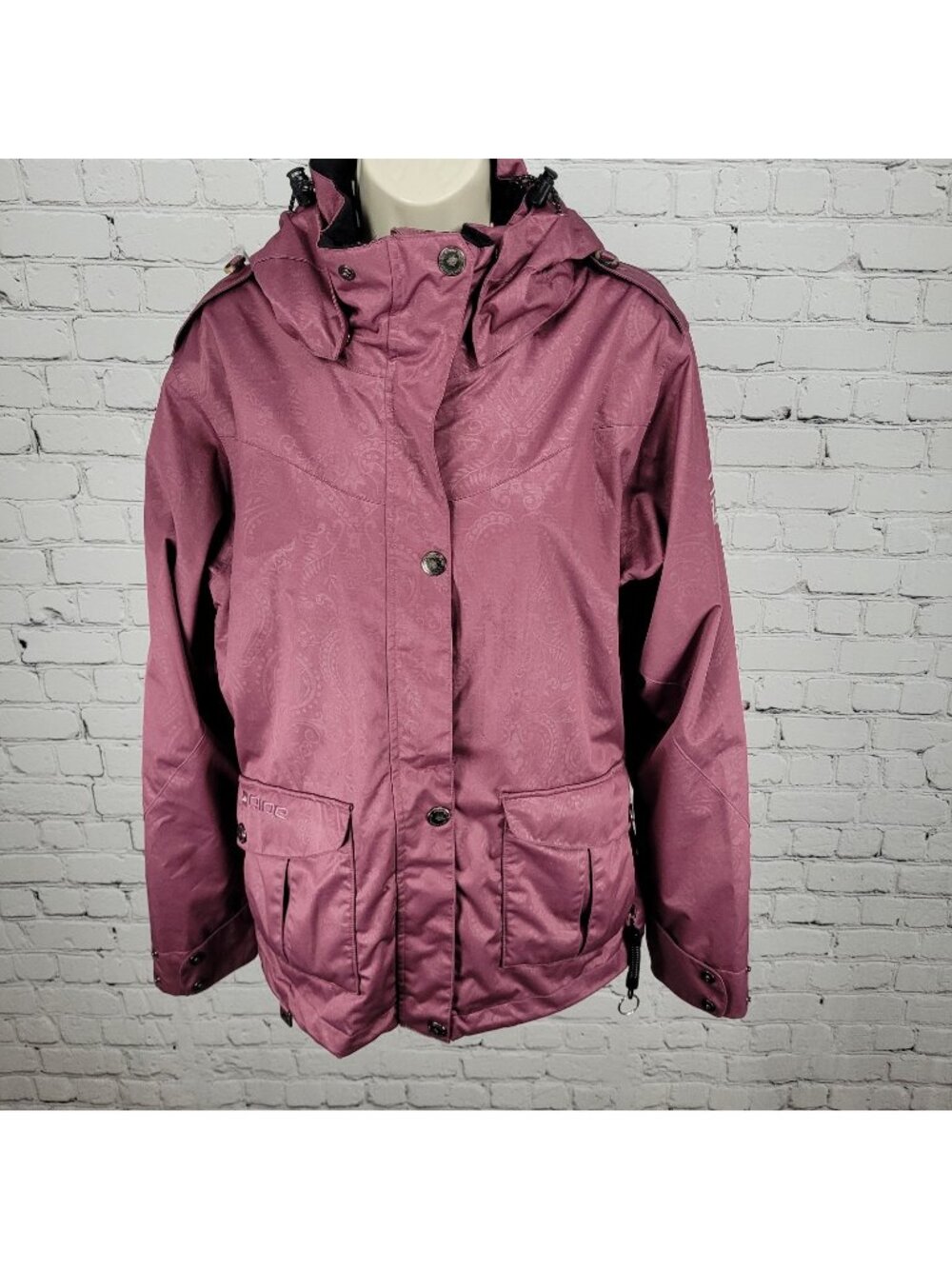 Ride Snowboards Purple Full Zip Waterpoof Removable Hood Jacket Size Medium M
